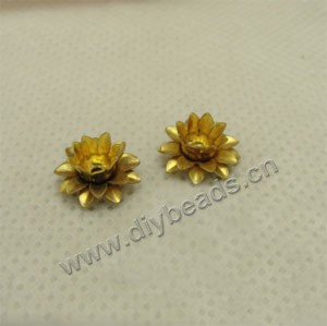 Bead cap, brass, 12mm 3-layer flower ,diy findings,wholesale cheap,factory price. Sold per pkg of 100.