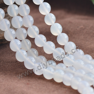 Bead,agate,white,smooth 4mm round.sold per pkg of 10 strands