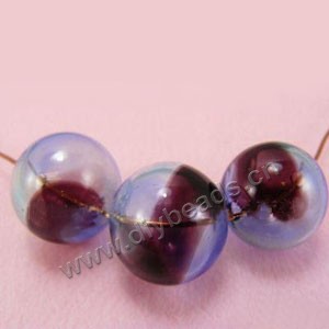 Bead, hand-blown glass, brown/clear, 20mm hollow round. Sold per pkg of 10