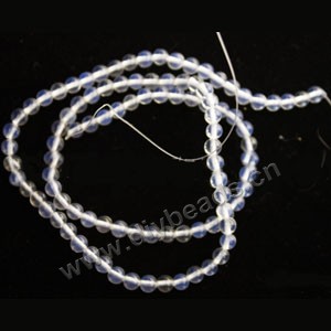 Bead, opal (imitation), white, 4mm round. Sold per 16-inch strand.