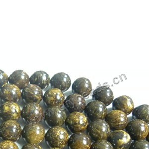 Bead, bronzite (natural), 14mm round. Sold per 16-inch strand.