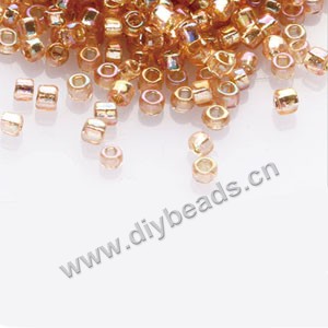 #11 seed beads,glass,light brown,silver-lined rainbow,square hole.sold per pkg of 40g,  approximately 3200ps.