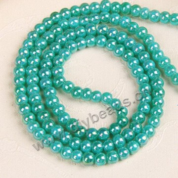 Bead,glass,blue AB,6mm round,sold per pkg of 10 strands