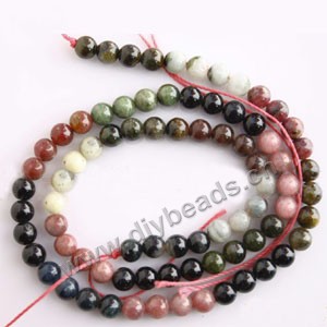 Bead, multi-tourmaline (natural), multicolored, 6mm round, Mohs hardness 7 to 7-1/2. Sold per 16-inch strand