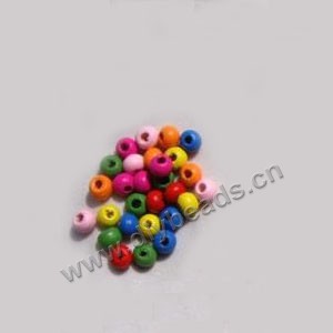 Bead mix, wood, mixed colors, 6mm  round. Sold per pkg, approximately 200 beads