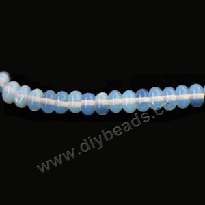Bead, opal (imitation), white, 8x4mm rondelle. Sold per 16-inch strand.