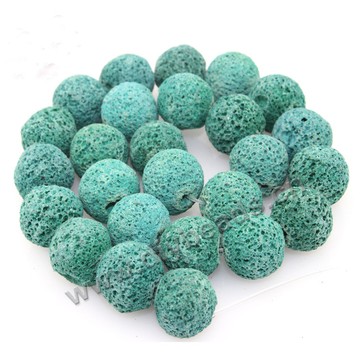 Lava stone, Round stone, colorful beads, 14mm. Sold per pkg of 10 strands.