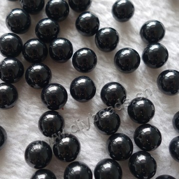 Bead,black agate round gemstone beads,    8mm half hole loose beads  Sold 50pcs each package