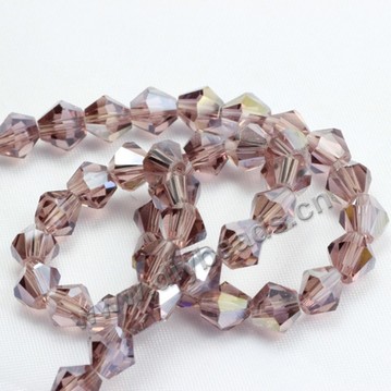 beads, glass, light purple AB, facted bicone beads, 8mm, sold per package of 5 strands-(40pcs/strand).