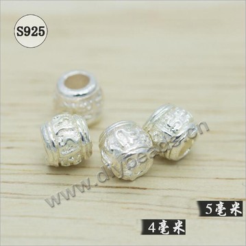 Bead,large-hole beads,925 sterling silver big-hole beads,5mm spacer beads DIY jewelry findings ,Sold per pkg of 50pcs