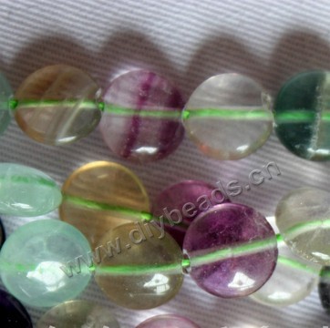 Bead, rainbow fluorite (natural), 10mm puffed round. Sold per 15-inch strand.