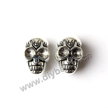 Bead,big-hole beads,zinic alloy ,skull metal beads,8*12mm ,Sold per pkg 100pcs