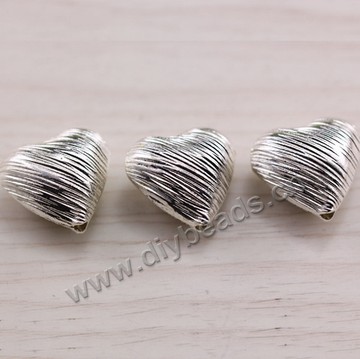 Bead, 925 Thai silver, heart, 18*17mm, 2mm hole, Sold per pkg of 1 bag-2 pieces.