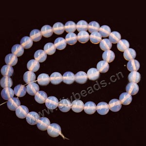 Bead, opal (imitation), pink, 8mm round. Sold per 16-inch strand.