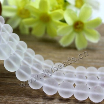 Bead, clear quartz crystal (natural), 8 mm white  round shape. Sold per 15-inch strand