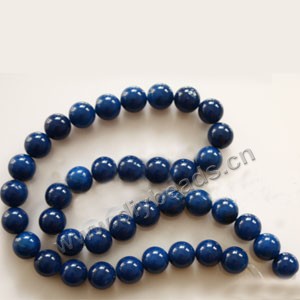 Bead, blue agate (dyed), 10mm round. Sold per 15-inch strand.