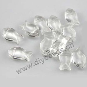 Glass beads, charm,clear,15x8mm fish,findings for making jewelry, mini order 100ps