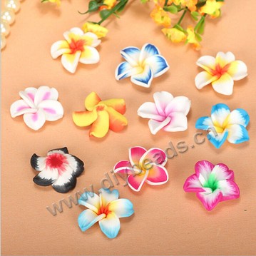 Bead, polymer clay,mixed color,25x10mm flower. Sold per pkg of 20.