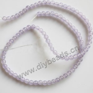 Bead, light purple "jade" (dyed), 4mm round. Sold per 15-inch strand