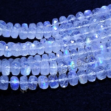 Bead,natural blue moonstone,blue,facted 3-3.5mm rondelle.Sold per pkg of 10pcs