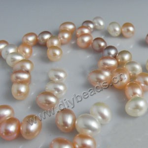 Pearl, cultured freshwater ,white/peach/mauve, 6.5-7mm half-drilled teardrop pearl, AAA grade. Sold per pkg of 10pcs