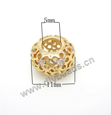 beads, big-hole beads,24k gold plated alloy, 11x8mm with 5mm hole. Sold per pkg of 10ps