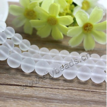 Bead, clear quartz crystal (natural), 6 mm white  round shape. Sold per 15-inch strand