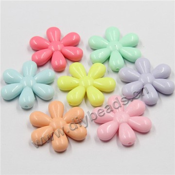 Acrylic beads , 21*34mm ,Wholesale cheap resin  flower beads ,sold pkg  of 1 bag 