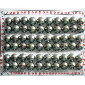 Pearl, cultured freshwater , black(dyed), 9-9.5mm half-drilled button, AAA grade.Sold per pkg of 30 pairs