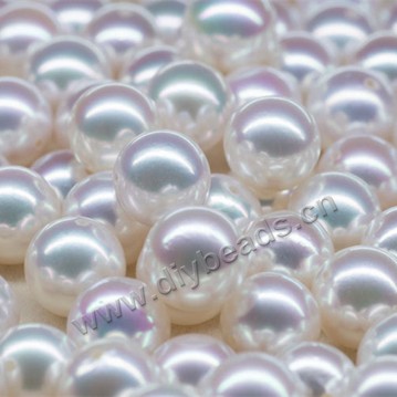 Pearl, akoya saltwater(natural), white, 7-7.5mm round,loose beads, Sold per package of 1pcs