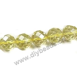 Bead, Citrine (Dyed), 8mm 64facted round, Sold per 15-inch strand