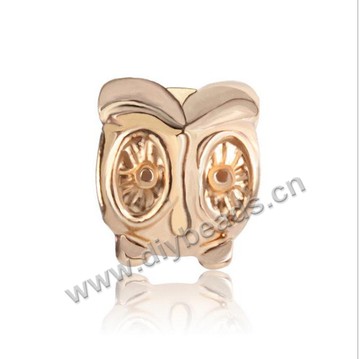 Bead,big-hole beads,zinc alloy,gold owl shape,9*9.5mm,Sold per pkg of 100pcs