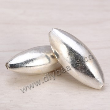 Bead, 925 sterling silver, rice shape, 24mm, 2mm hole, Sold per pkg of 1 bag-3 pieces.