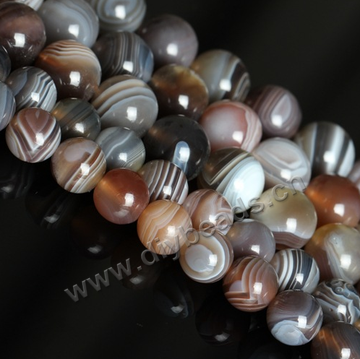 Bead,banded agate,8mm,round,brown,Sold per pkg of 1 strands