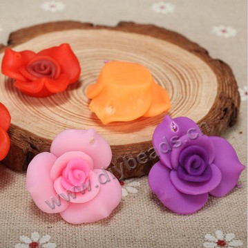 Bead, polymer clay,mixed color,25x10mm flower. Sold per pkg of 20.