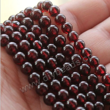 Bead, garnet (natural), wine red color, AAA  6mm smooth round, Sold per 15-inch strand