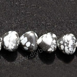 Bead, snowflake obsidian (natural), 12mm puffed heart, Mohs hardness 5 to 5-1/2. Sold per 16-inch strand