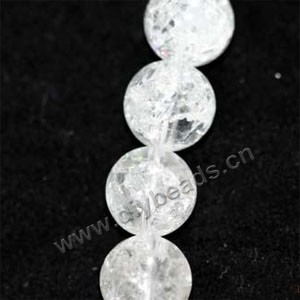 Bead, ice flake quartz (heated), 16mm round. Sold per 15-inch strand