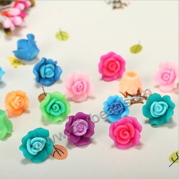 Bead, polymer clay,mixed color,11x8mm flower. Sold per pkg of 5.