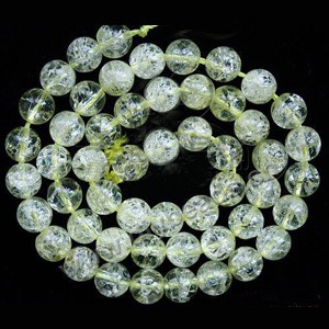 Bead, ice flake quartz (heated/dyed), yellow, 6mm round. Sold per 16-inch strand