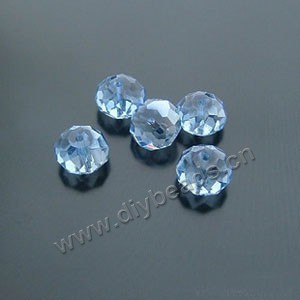 bead,glass,light blue ,9x12mm hand-faceted rondelle,72ps/strand