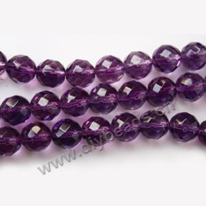 Bead, amethyst (imitation), 12mm 64-faceted round. Sold per 14-inch strand,approximately  31ps.