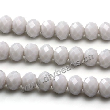 Bead, glass, light grey, 4*6mm faceted rondelle, sold by 1 bag-10 strands.
