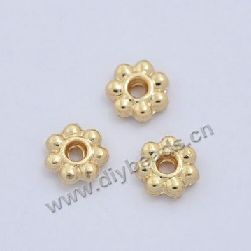 5mm 24K filled gold large hole flower spacer beads, Sold per pkg of 100pcs