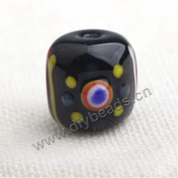 Bead,Japan lampworked glass,black round tube, 15X15mm round.mini order 100pc 