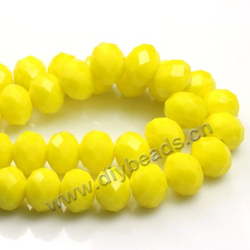 Bead, glass, yellow, 4*6mm faceted rondelle, sold by 1 bag-10 strands.