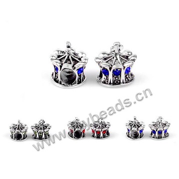 Bead,big-hole beads,alloy rhinestone crown designed beads ,Sold per pkg of 5ps