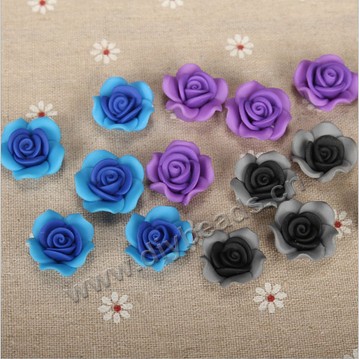 Bead, polymer clay,mixed color,22x12mm double color roses. Sold per pkg of 10.