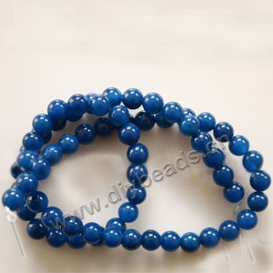 Bead, blue agate (dyed), 6mm round. Sold per 15-inch strand.