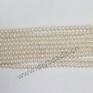 Pearl,cultured freshwater (natural), white/peach/mauve, 5-6mm round, A grade. Sold per pkg of 16-inch strand.